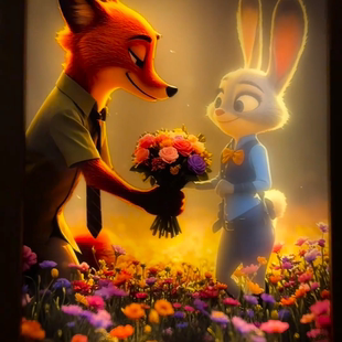 【疯狂动物城】尼克和朱迪氛围感灯光画夜晚摆台三色小夜灯