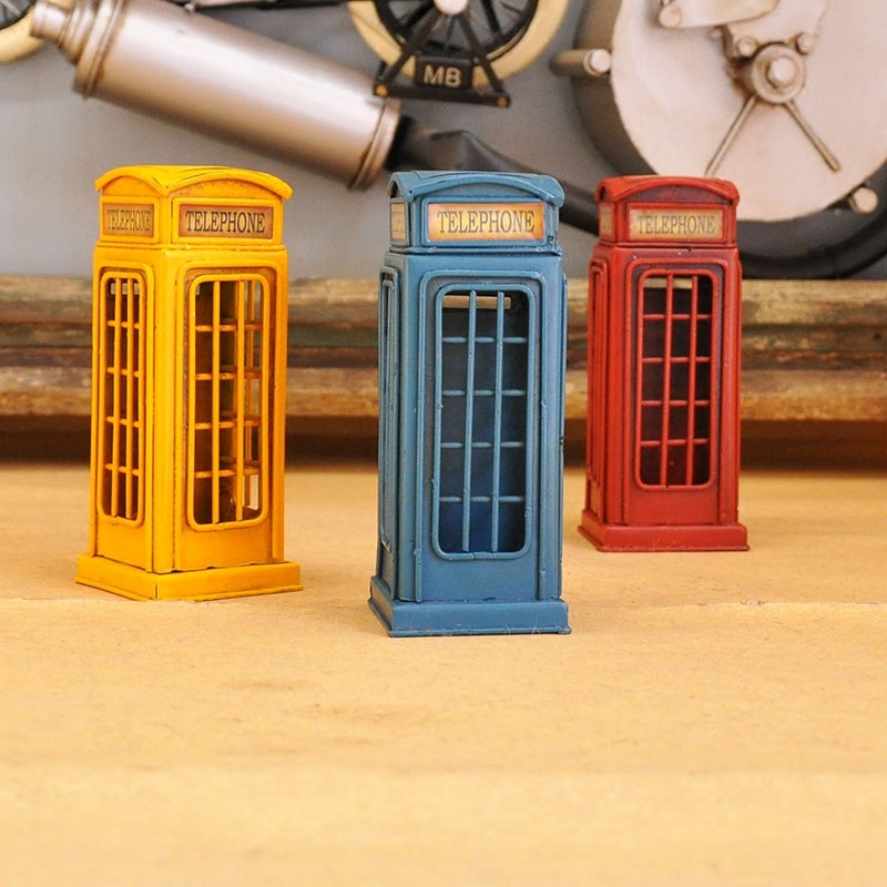 新家房屋内装饰品手工电话亭工业风复古美式精致小摆件房间里摆设