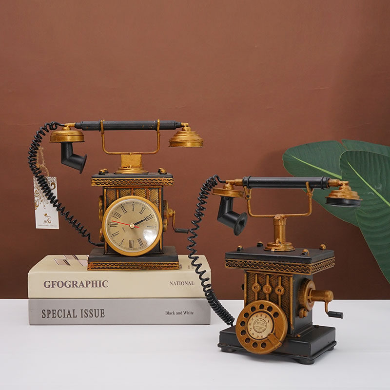 老式电话机模型铁艺美式6070年代怀旧老物件老上海民国风摆件复古