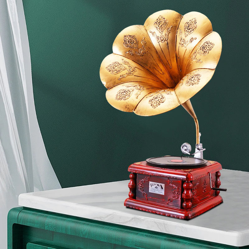 复古留声机模型南洋风摆件短视频民国风物件老上海拍照道具装饰品