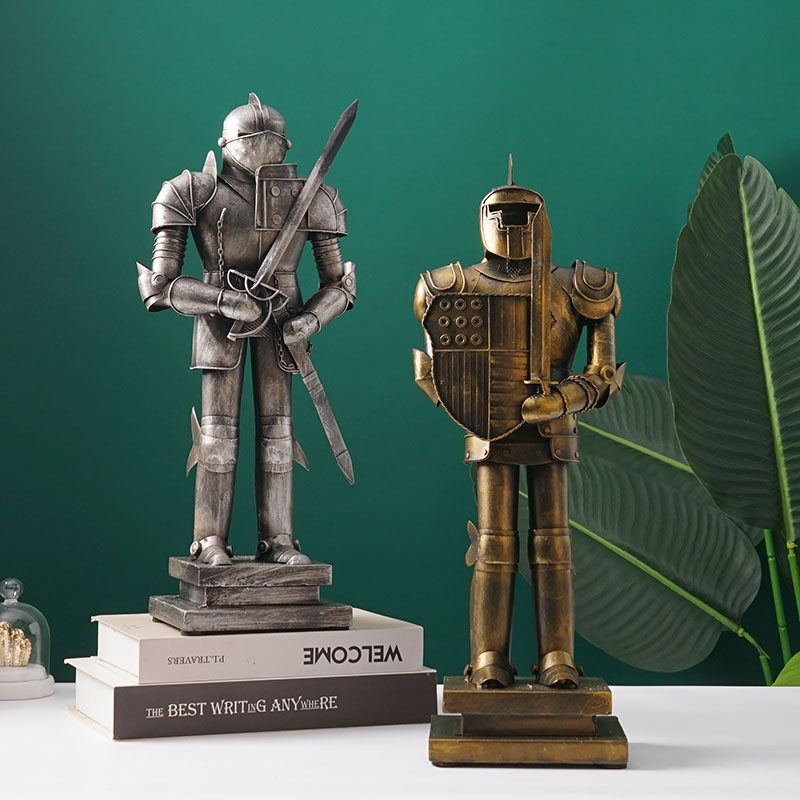 铠甲人勇士士兵工业风复古摆件金属酒吧西餐厅台球厅装饰摆设个性
