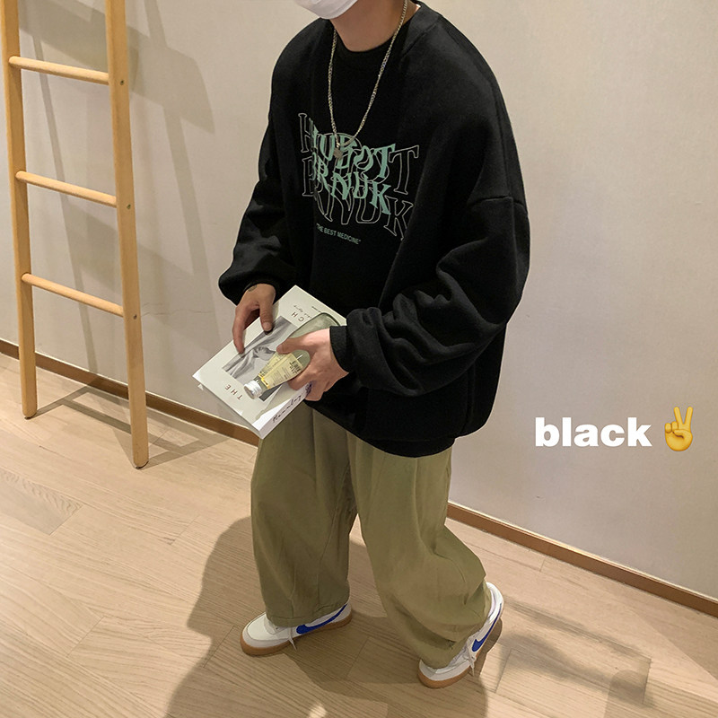 817-A2828圆领卫衣男潮牌秋季ins百搭宽松bf字母印花上衣P35X49,男装卫衣,星座803