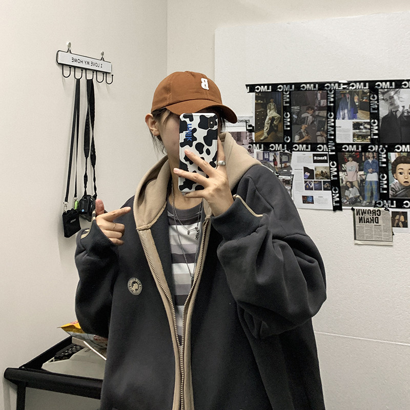 817-A3532秋季卫衣韩版休闲宽松情侣连帽开衫外套P80X95,女装短外套,星座803
