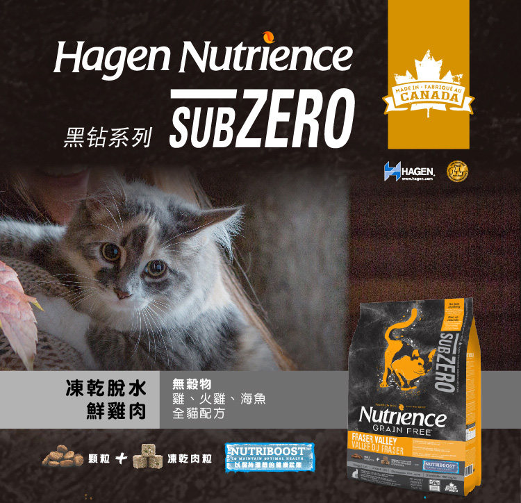 可发货 哈根纽翠斯纽崔丝猫粮成幼猫黑钻红肉鸡肉无谷混合冻干