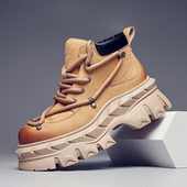 摩蓓男鞋 秋冬新款 头层牛皮厚底踢不烂马丁靴防滑保暖潮流百搭男靴