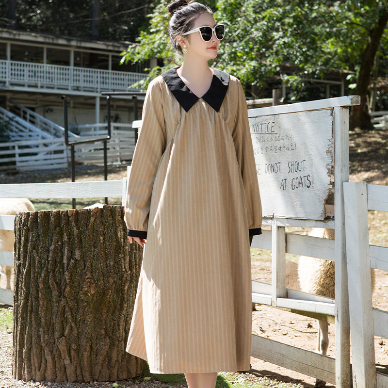 孕妇春装连衣裙大码宽松长袖高品质孕妇装春秋款2025新款中长款