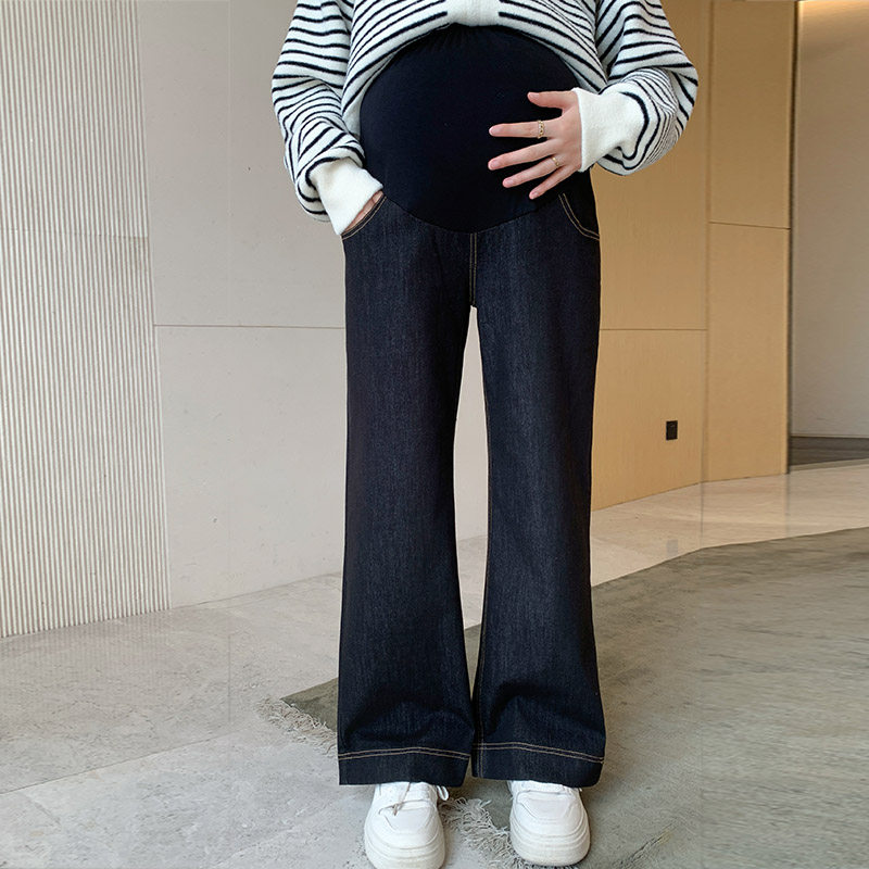 孕妇牛仔裤春秋款外穿孕妇裤子春季小个子直筒阔腿长裤孕妇装秋冬