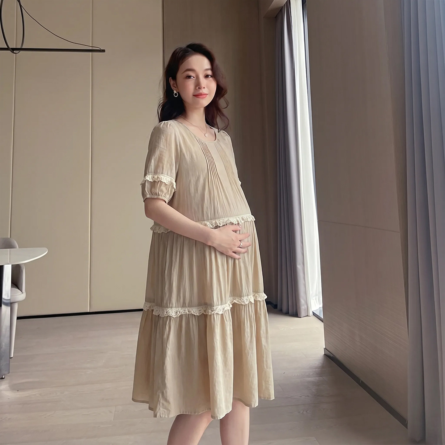 孕妇蕾丝花边蛋糕裙夏款时尚甜美
