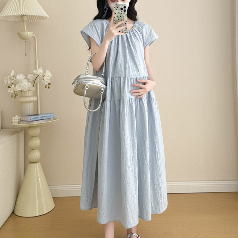 孕妇装夏装连衣裙2025新款孕妈高级穿搭遮肚不显怀宽松孕妇裙夏季