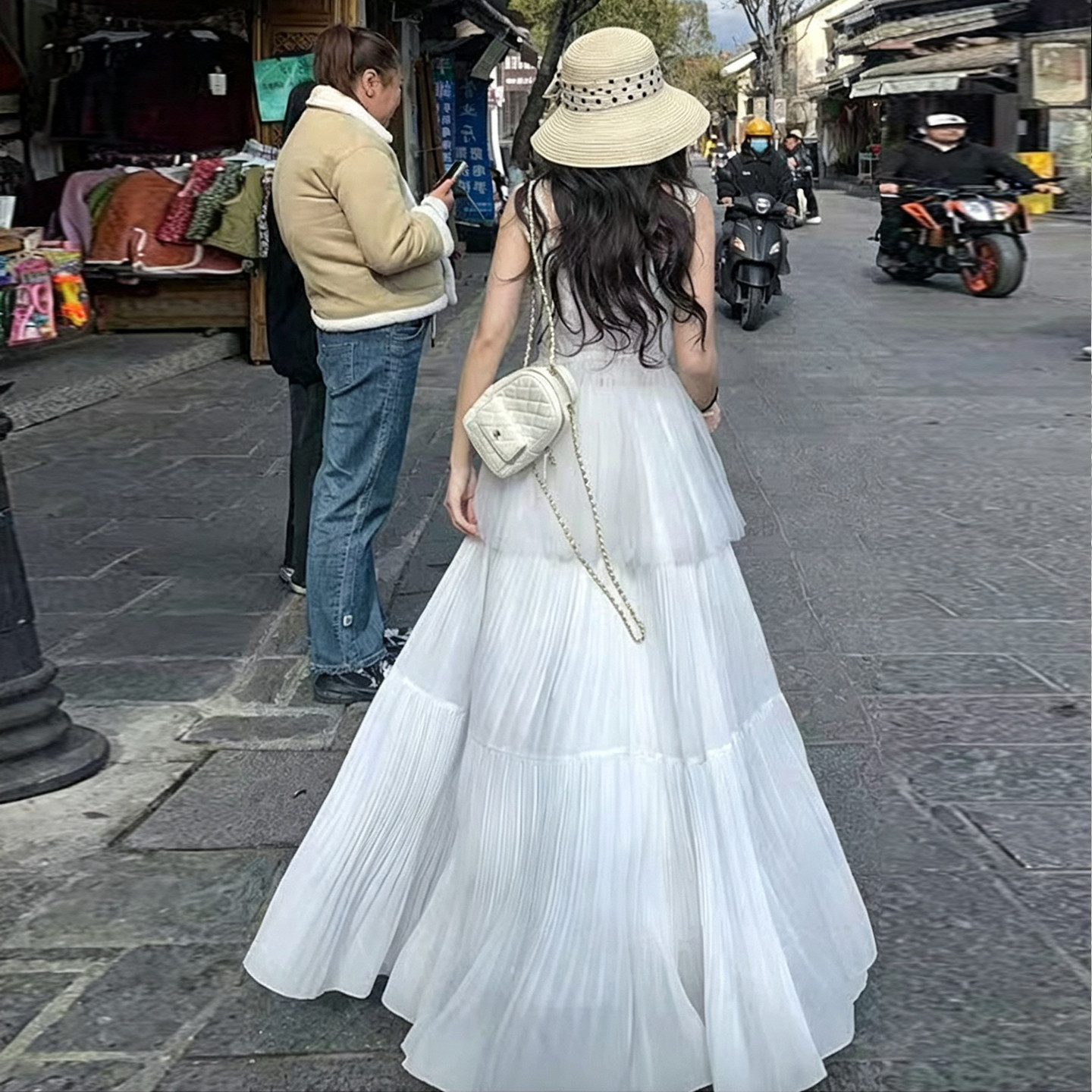 孕妇装雪纺半身裙温柔风春夏新款时尚飘逸设计感压褶仙女蛋糕裙