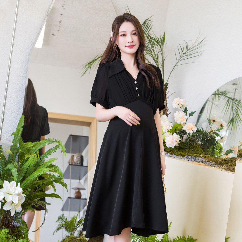 雪纺2025年春夏新款轻奢小个子高级感洋气孕妇连衣裙女