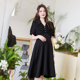 雪纺2025年春夏新款轻奢小个子高级感洋气孕妇连衣裙女