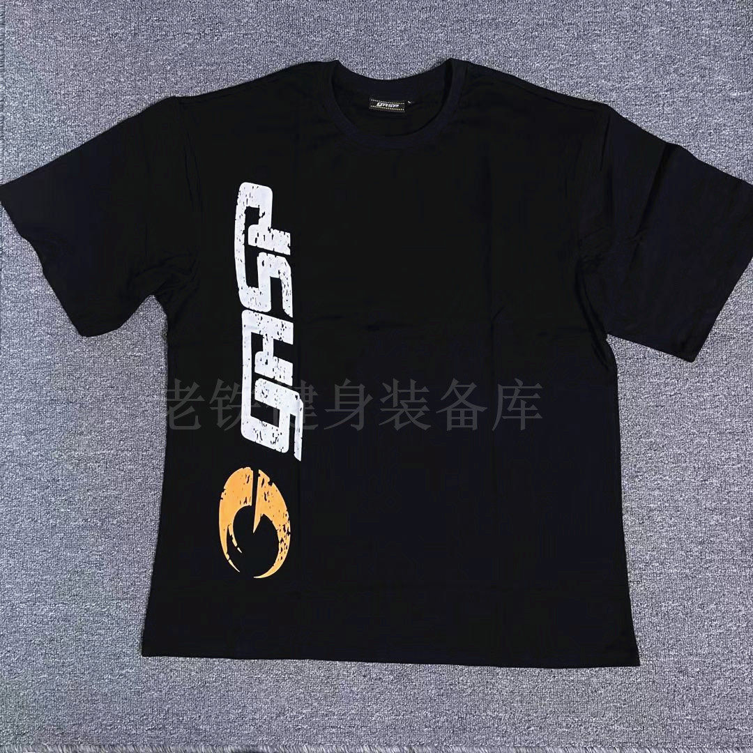 Gasp欧码宽松大码健身运动短袖男士健美训练纯棉透气圆领overzise