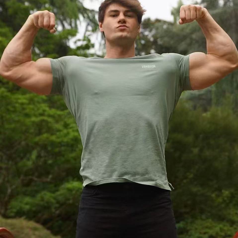 VQ essential slimfit修身弹力棉显身材运动健身训练短袖T恤男