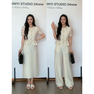 女西装 夏季 白茶琉璃 半裙两件X624A05082 裤 子 上衣 XINYI