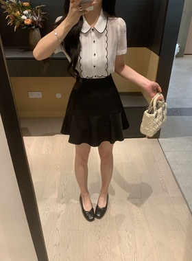 XINYI【恰好心动】夏季高腰斜纹西装半身裙收腰显瘦裙X626G01225