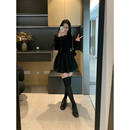 针织拼接假两件连衣裙显瘦X625Q21057 冬季 XINYI 松露小黑裙