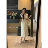 夏季 XINYI 半夏时光 棉感条纹连衣裙女收腰显瘦气质X625Q07226