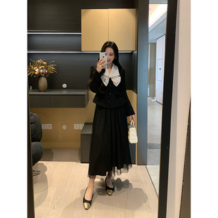 半裙套装 XINYI 蝴蝶结撞色羊毛外套 冬季 女X625A21514 古堡千金