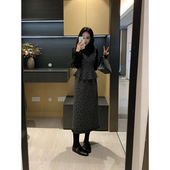 XINYI 立体植绒假两件吊带毛呢连衣裙显瘦气质裙 心动情书 冬季