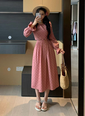 XINYI【京都甜心】春季波点上衣+半裙显瘦气质两件套女X625A00531