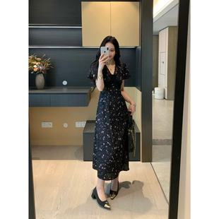 XINYI 雪纺印花连衣裙收腰显瘦气质裙X625Q09022 星空烟花 夏季