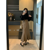 月下清荷 秋季 荷叶边针织毛衣 XINYI 高腰鱼尾半身裙显瘦套装 女