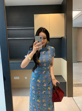 XINYI【花间落】春夏新中式旗袍连衣裙女收腰显瘦气质X625Q04048