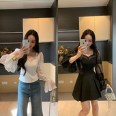 女显瘦长袖 XINYI 刺绣蕾丝小衫 春季 上衣X626E00438 私服限定