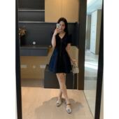 夏季 XINYI 气质丹宁 V领原牛牛仔连衣裙收腰显瘦气质X625Q11448