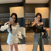 亮钻网纱假两件衬衫 春季 女显瘦百搭X626C00063 温柔陷阱 XINYI