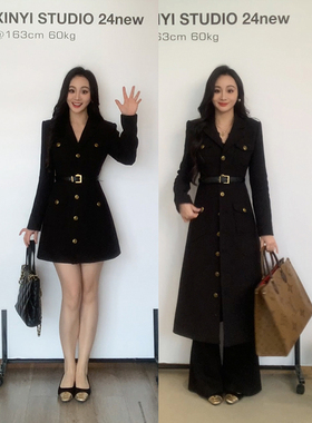 XINYI【元气千金】秋季绗棉毛呢连衣裙收腰显瘦气质裙X624Q20091