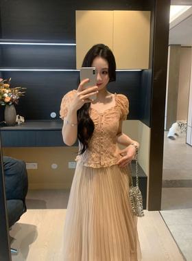 XINYI【金丝桃桃】夏季蕾丝小衫+半裙套装X625E06410/X625G06580