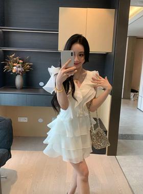 XINYI【柔纱月光】夏季雪花纱氛围感连衣裙收腰显瘦裙X625Q06240