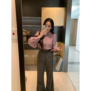 女显瘦百搭灯笼袖 XINYI 纯色衬衣 娃娃领天丝衬衫 春季 经典 之作
