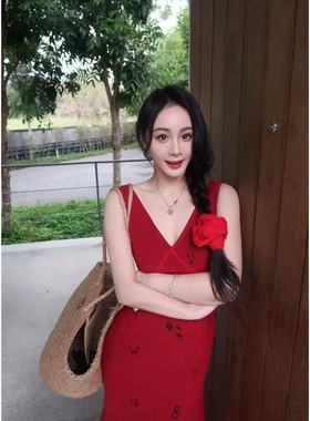 XINYI【绝美rose】夏季雪纺印花连衣裙显瘦X624Q04665/X624Q04855