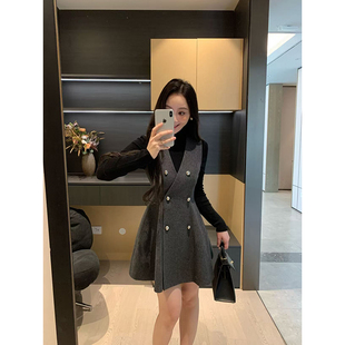 XINYI【千金法则】秋冬毛呢羊毛背心连衣裙女收腰显瘦百搭加厚