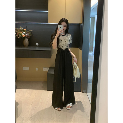 XINYI【蝴蝶效应】夏季植绒蝴蝶短袖T恤+吊带连体裤显瘦套装女
