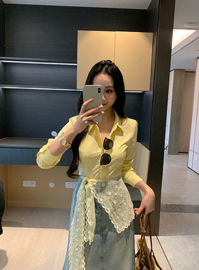 XINYI【济州岛日记】春季全棉衬衫女显瘦百搭气质衬衣X625C01771