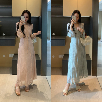 XINYI【无尽春日】春季弹力雪纺连衣裙收腰显瘦氛围感气质长裙