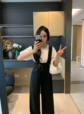 XINYI【高知比例】夏季休闲衬衫+背带裤女显瘦两件套X625A06984