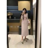 冬季 XINYI 公主日记 方领蝴蝶结编织小香连衣裙收腰显瘦气质裙