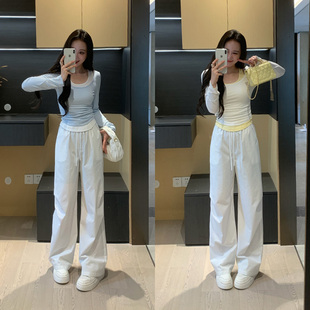 显瘦套装 XINYI 女 高腰休闲裤 莫代尔假两件上衣 慵懒主义 春季