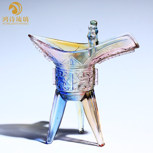 琉璃酒杯工艺品摆件搬新家吉祥物乔迁新居给外国人的礼物 送老u.