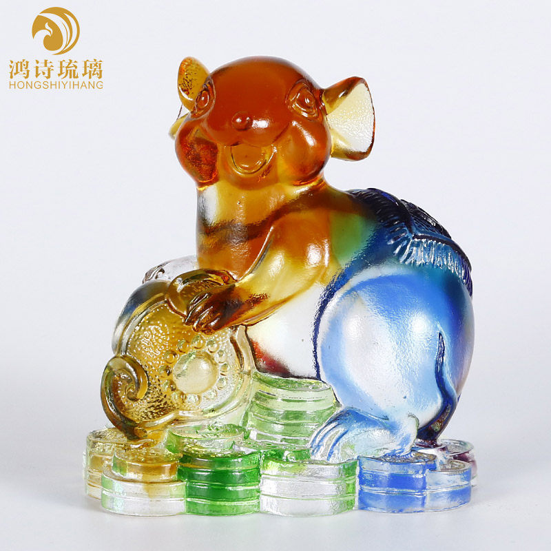 琉璃老鼠年吉祥物摆件生肖鼠送给外国人的中国特色礼物送老外高档