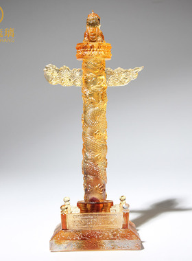 故宫博物馆纪念品华表小摆件中国风中华柱龙柱特色礼物琉璃工艺品