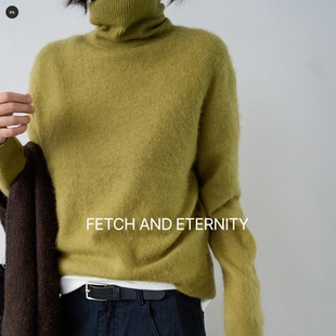 直邮 韩国代购官网女装Feminique 羊毛羊绒混纺高领针织衫
