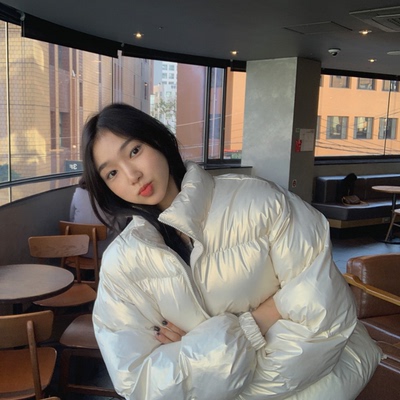 韩国代购珠光亮面棉衣棉服面包服