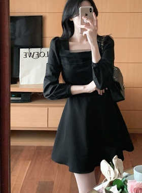 直邮 韩国代购官网fromdayone 复古网纱拼接方领系带收腰连衣裙