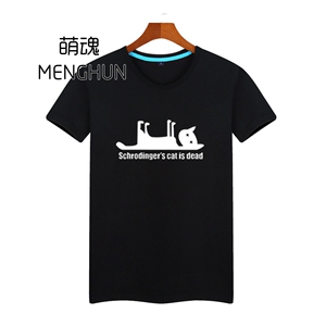 生活大爆炸美剧周边Schrodinger‘s  cat is  dead猫图案T恤AC796